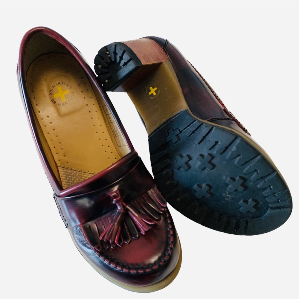 Doc Martens Romy Oxblood Tassel Chunky Platform Heel Loafers Size 6